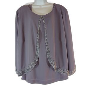 cameron blake by mon cheri Tank & Jacket Purple Glitter Sz 24wp Wedding Party